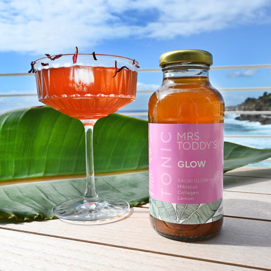 Mrs. Toddy’s Glow Tonic with raspberry leaf, hibiscus, and lemongrass