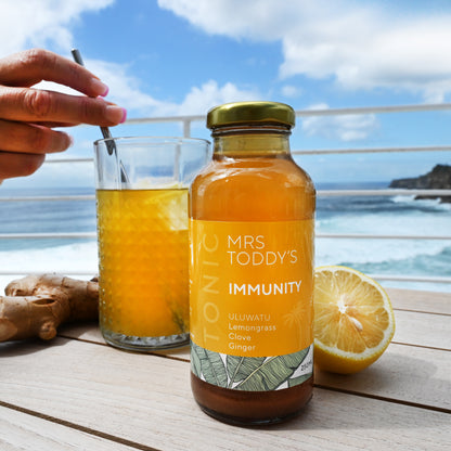 Mrs. Toddy’s health tonic featuring fresh herbs and spices in a clean-label formulation