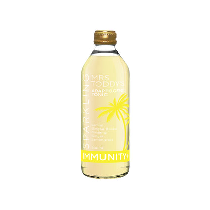 Sparkling herbal tonic with tulsi, Panax ginseng, and ginkgo biloba