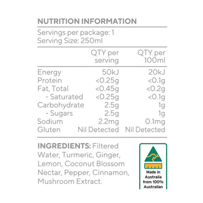 Recovery Tonic | Real Ingredients Turmeric, Ginger & Lemongrass 250ML