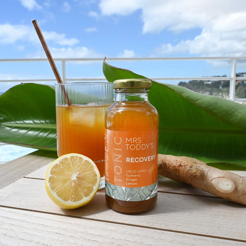 Shelf-stable tonic featuring whole ingredients and traditional Indonesian influence